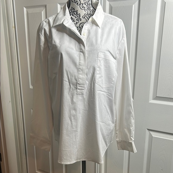 Per Se Classic White Button-Up Shirt Half Button Up New With Tags 1X - Picture 1 of 8
